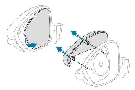 F Vip skruetrækkeren, og brug den som vægtstang for at tage spejlglasset ud. F Afklips sidespejlets spejlhus ved at trykke på de to holdeklips.