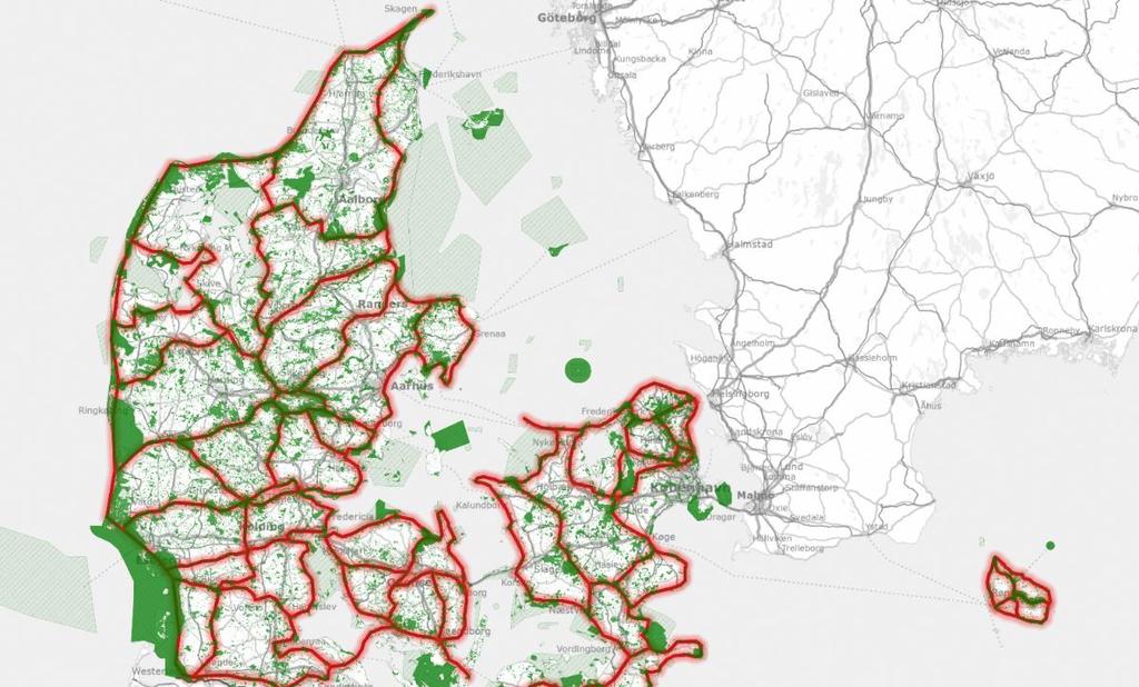 En naturnær infrastruktur for hele Danmark Koncept: Hvor Grønt Danmarkskort er et grønt kompas for naturindsatsen, er det tanken, at den nye naturnære infrastruktur skal være et kompas for naturruter