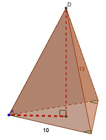 pyramiden, hvis grundfladen er en ligesidet trekant (figur b).