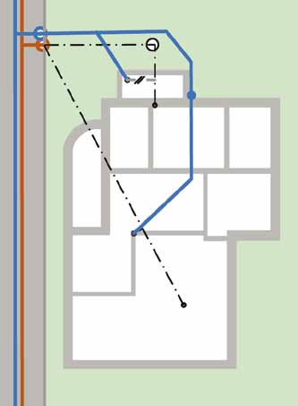 eksempel 3 Villa med fladt tag Problem: Løsning: Regnvand fra fladt tag løber ned inde i midten af huset og blandes med spildevand.