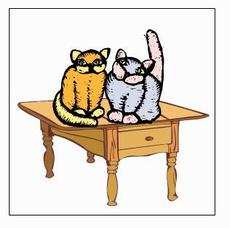 Der sad to katte på et bord Der sad to katte på et bord, Den ene på den anden glor, Så sa' den ene "Hør min ven"