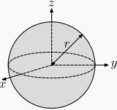 Kugleskallens radius er. y buestykke kugleskal - r r Rotationsakse x Dx x-akse Rotationsaksen lægges langs x-aksen. Origo af koordinatsystemet er kugleskallens centrum.