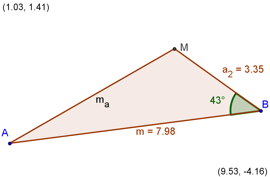 Delprøven med hjælpemidler Bestem trekantens areal T I en vilkårlig trekant gælder arealformlen T =0,5 a c sin (B) De kendte størrelser indsættes: T =0,5 6,7 8,0 sin ( 43) T =18,24 T = 18,2 Bestem