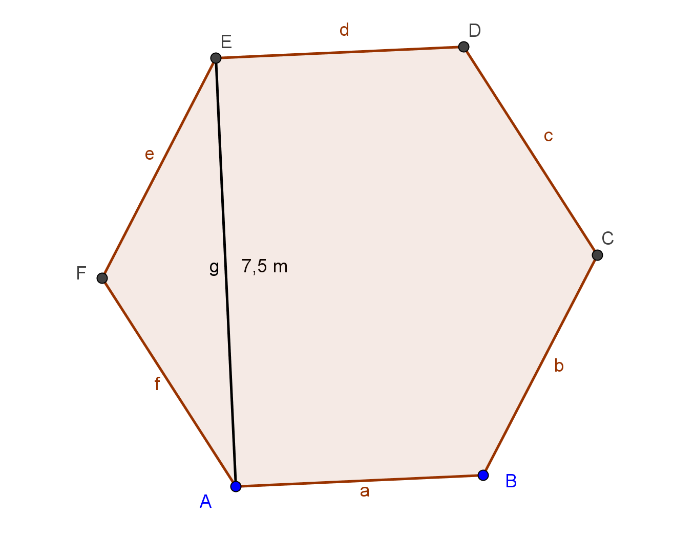 Arbejdskort 4 Trigonometri Skitsen herunder viser en regulær sekskant, som skal afsættes på skolens boldbane.