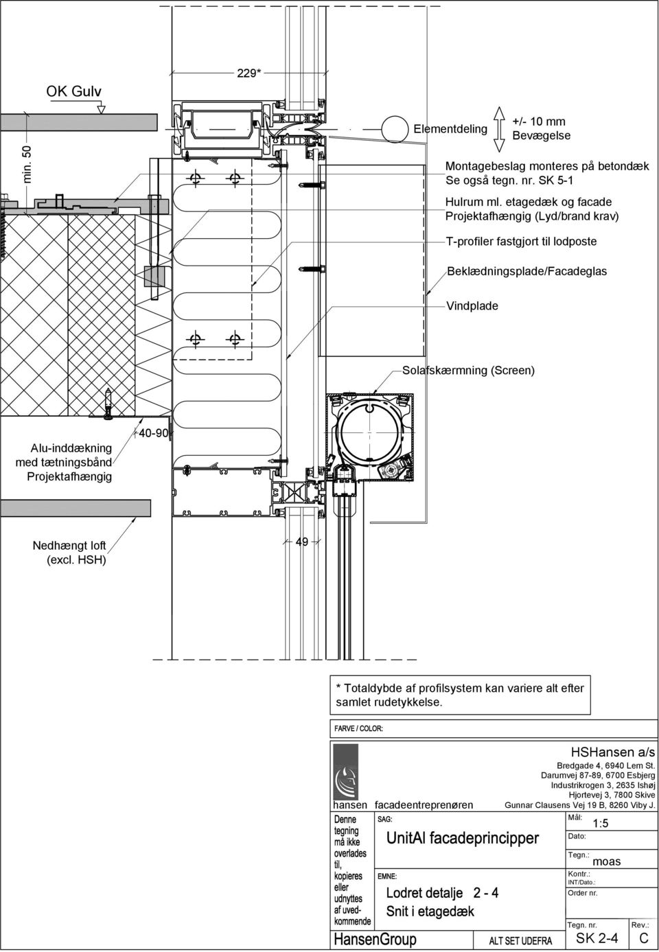 (Screen) Alu-inddækning med tætningsbånd Projektafhængig 40-90 Nedhængt loft (excl.