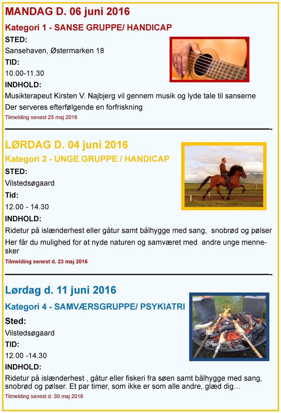 04 juni 2016 Kategori 2 - UNGE GRUPPE / HANDICAP Vilstedsøgaard Tid: 12.00-14.