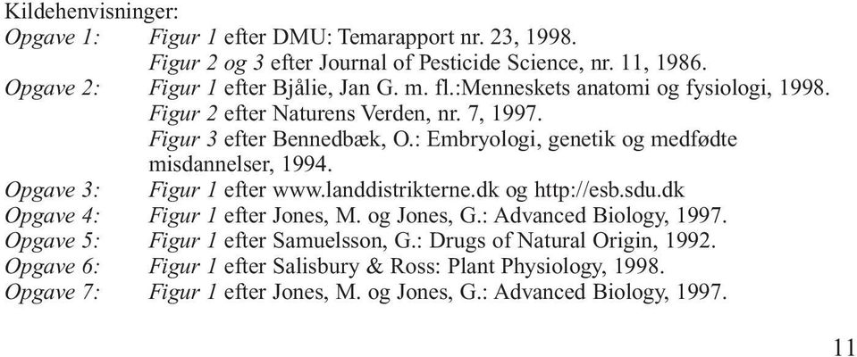Opgave 3: Figur 1 efter www.landdistrikterne.dk og http://esb.sdu.dk Opgave 4: Figur 1 efter Jones, M. og Jones, G.: Advanced Biology, 1997.