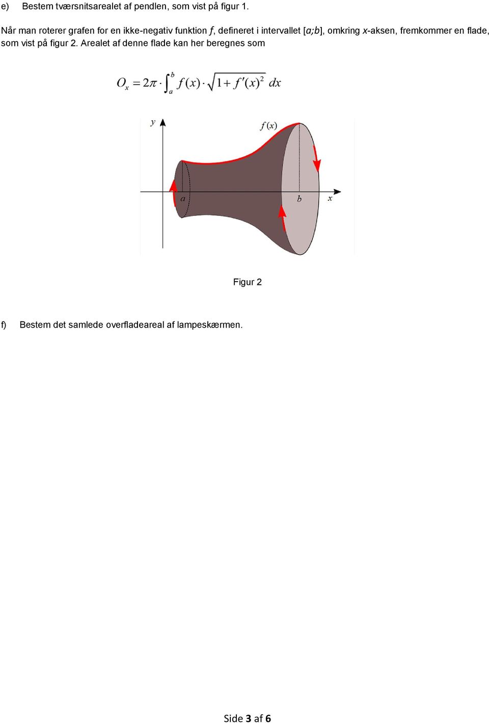 [a;b], omkring x-aksen, fremkommer en flade, som vist på figur 2.