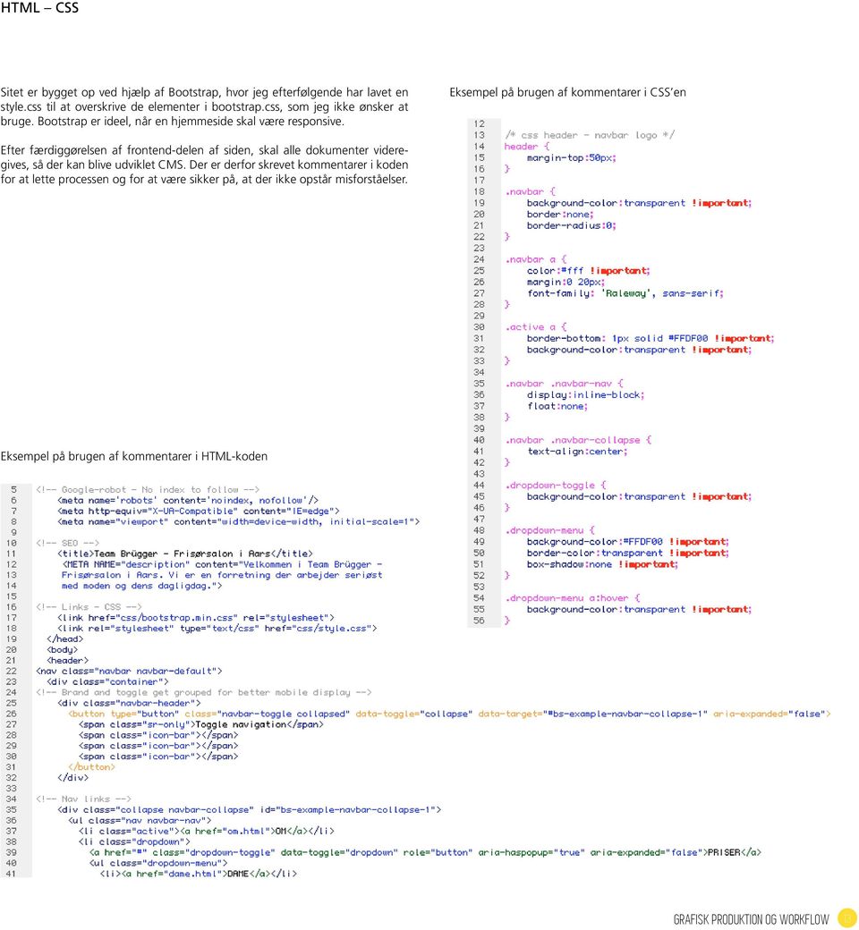 Eksempel på brugen af kommentarer i CSS en Efter færdiggørelsen af frontend-delen af siden, skal alle dokumenter videregives, så der kan blive