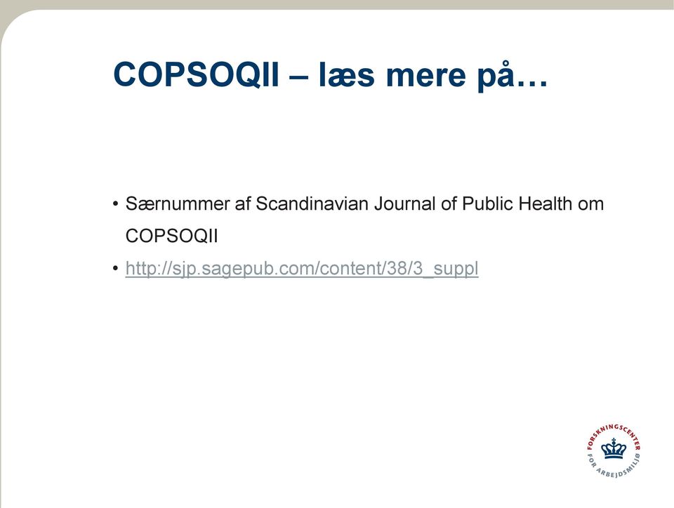Public Health om COPSOQII