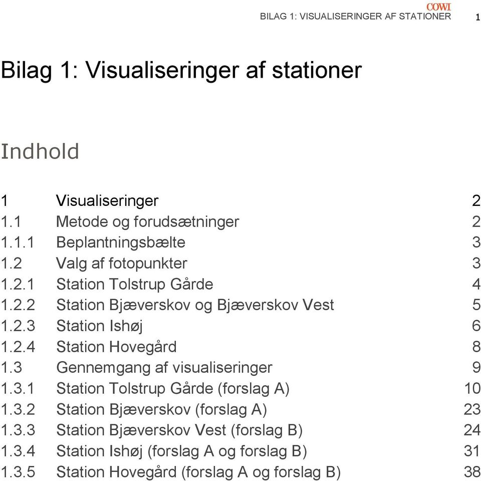 3 Gennemgang af visualiseringer 9 1.3.1 Station Tolstrup Gårde (forslag A) 10 1.3.2 Station Bjæverskov (forslag A) 23 1.3.3 Station Bjæverskov Vest (forslag B) 24 1.