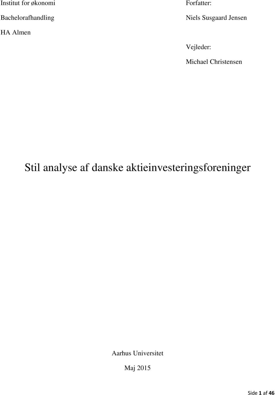 Michal Christnsn Stil analys af dansk