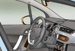 SPEJLE KOMFORT Indstilling Indfoldning Udefra; lås bilen med fjernbetjeningen eller med nøglen. Indefra; træk betjeningsknappen A bagud, når tændingen er tilsluttet.
