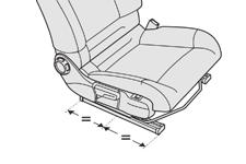 Når en "fremadvendt" barnestol installeres på højre forsæde, skal sædet rykkes tilbage til mellemstilling med oprejst ryglæn, og passagerairbaggen skal forblive aktiv.