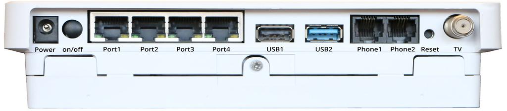 Kend din fiberboks Du finder udgange til netværkskabler og telefoni på fiberboksens underside. 1 On/off 2 3 4 5 6 LAN porte Power USB porte Tlf.