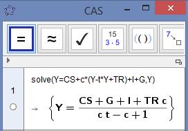 Opgave 6 Variablen Y er isoleret i ligningen Y = CS + c (Y t Y + T R)