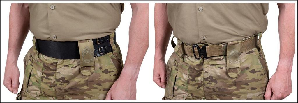 Bæring af synlige bælter til MTS uniform Figur 211: Der må anvendes sort M/84 bælte og TYR bælte i MTS bukser.