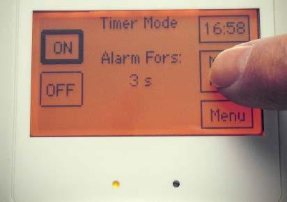 Selvom touch skærmen er slukket lyser venstre diode orange og man ser tydligt at systemet er indstillet i Timer Mode Når den indstillede tid for Auto Start passeres, vil den venstre diode skifte til