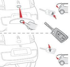 Så snart du lukker bagklappen, låser den straks igen. F Tryk på den åbne hængelås for at oplåse bilen og bagagerummet.