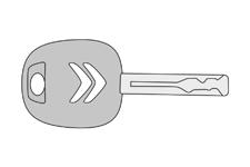 Åbninger Nøgler Med nøglerne er det muligt at aktivere fordørene, bagklappen, ratlåsen, kontakten til frakobling af airbag i højre side og tilslutte tændingen.