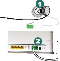 Installation af bredbåndstelefoni 1 Sæt telefonstikket i adapteren 2 Sæt adapteren direkte i TLF1 porten i modemmet.