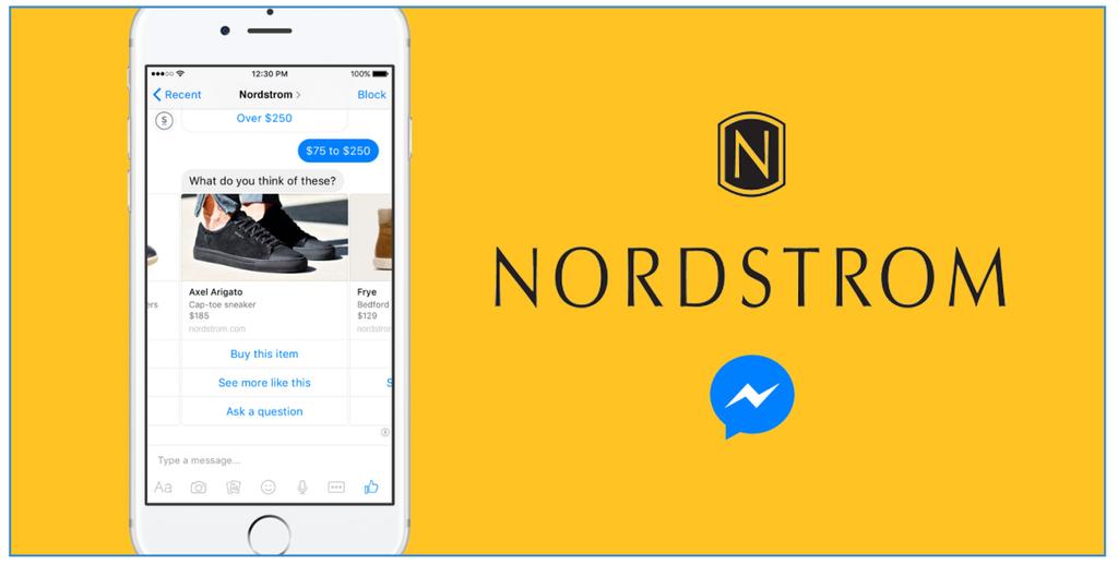 I stedet for at tøffe rundt på deres hjemmeside ville du have en samtale med Nordstroms chatbot.