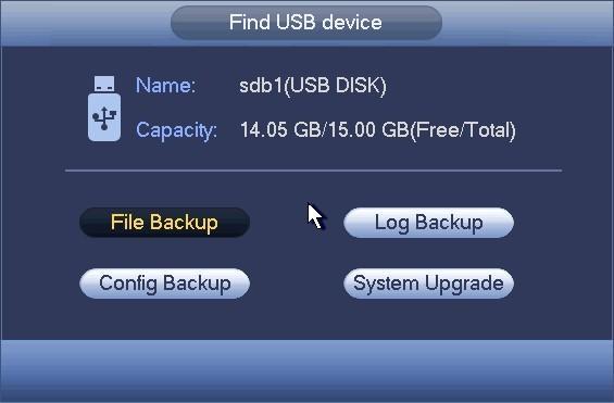 USB-enhed Automatisk pop-up Når du har indsat en USB-enhed i optageren, kan systemet automatisk opdage det og lave et pop-op på skærmen med den følgende