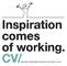 Inspiration comes of working. CV/grafisk designer rachel kollerup. 2012.