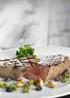 SELSKABS MENUKORT. Røget dyrekølle på salatbund med tranebær, svampe, dressing, flutes og smør